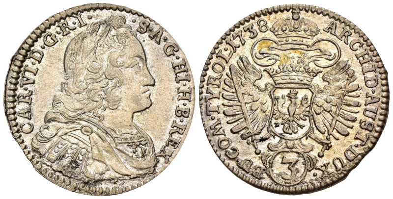 Austria - Sacro Romano Impero (976-1804) - Karl VI (1711-1740) - 3 Kreuzer 1738 ...