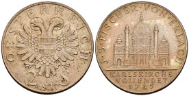 Austria - Stato Federale d'Asutria (1934-1938) - 2 Schillings 1937 - 200° anniversario del completamento della chiesa di San Carlo - Ag .640 - KM#2859...
