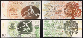 Lithuania - Republic (1918-date) - Lithuania, Republic - Lot 2 pcs. - - 10 - 50 Litauras for National Olympic games, fantasy bankotes July 27 - August...