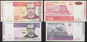 Malawi - Republic (1964-date) - Malawi, Republic - Lot 2 pcs. - - 100 - 20 Kwacha. 2001. - - Pick 44a, 46a

UNC