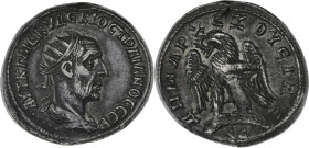 Trajan Dece (249-251)
Tetradrachm (249-251), Antioche.
Av. Buste couronné à droite.
Rv. Aigle aux ailes déployées.
Prieur 539.
12,16 g. TTB à Superbe...