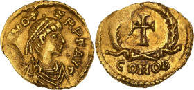 Zénon (476-491)
Trémissis (474-475 ), Constantinople.
Av. Buste diadémé et drapé à droite.
Rv. Croix dans une couronne de laurier.
RIC 3660.
1,47 g. F...