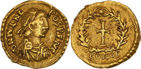 Julius Nepos (474-480)
Trémissis (474-475 ), Mediolanum (Milan).
Av. Buste diadémé et drapé à droite.
Rv. Croix dans une couronne de laurier.
RIC 3242...
