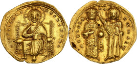 Romain III (1028-1034)
Histamenon nomisma ND, Constantinople.
Av. Le Christ trônant de face.
Rv. Romain III couronné par la Vierge.
Sear 1819.
4,04 g....