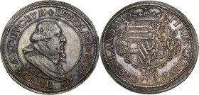 Alsace, évêchés de Strasbourg et Metz, Léopold V, archiduc d'Autriche, duc de Bourgogne 
Thaler 1620, Ensisheim.
Av. Buste à droite de Léopold, avec l...