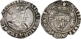 François Ier (1461-1483).
Demi-teston, 13e type, Lyon.
Av. Buste de François Ier à droite, cuirassé, portant une couronne.
Rv. Écu de France couronné ...