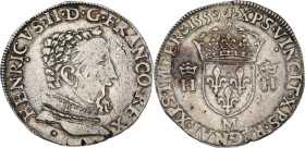 Henri II (1547-1559).
Lot de 4 Testons, 1552A, 1552D, 1559 et 1559M.
Av. Buste à droite du Roi.
Rv. Écu de France couronné accosté de deux H couronnés...