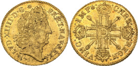 Louis XIV (1643-1715)
Louis d'or aux huit L et aux insignes 1701 D, Lyon. Flan neuf.
Av. Tête laurée à droite. 
Rv. Croix formée de quatre lis couronn...