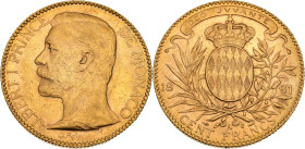 Albert Ier (1889-1922)
100 Francs 1891 A, Paris.
Av. Tête nue à gauche.
Rv. Ecu couronné dans une couronne.
G.MC124
32,23 g. Quelques traces de manipu...