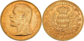 Albert Ier (1889-1922)
100 Francs 1895 A, Paris.
Av. Tête nue à gauche.
Rv. Ecu couronné dans une couronne.
G.MC124
32,22 g. Nettoyée sinon TTB à Supe...