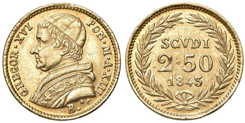 Bologna - Gregorio XVI (1831-1846) 2,5 Scudi 1843 an. XIII - D/ GREGOR XVI - PON...