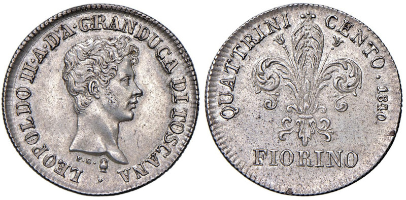 Firenze - Leopoldo II di Lorena (1824-1859) Fiorino 1840 - D/ LEOPOLDO II A D'A ...