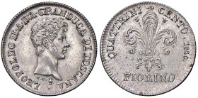Firenze - Leopoldo II di Lorena (1824-1859) Fiorino 1840 - D/ LEOPOLDO II A D'A GRANDUCA DI TOSCANA, testa nuda giovanile R/ QUATTRINI - CENTO 1840, n...