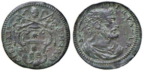 Gubbio - Clemente XI (1700-1721) Quattrino an. XIX - D/ CLEM XI - P M A XIX, stemma con chiavi decussate cordone e tiara R/ PETRVS AP - S, busto a des...