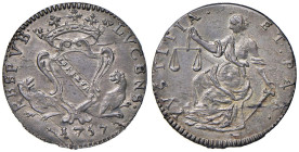 Lucca Repubblica (1369-1799) Grosso o Barbone da 12 Soldi 1757 - D/ RESPVB - LVCENS, stemma coronato e affiancato da due pantere R/ IVSTITIA - ET PAX,...