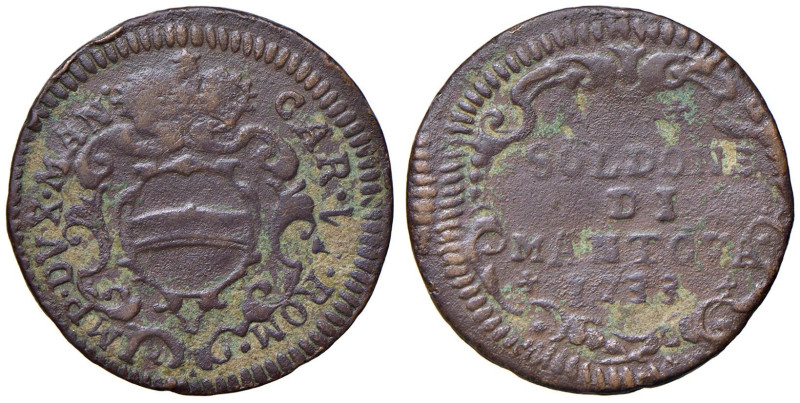 Mantova - Carlo VI d'Asburgo (1707-1740) Soldone 1733 - D/ CAR VI ROM IMP DVX MA...