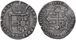 Mantova - Ferdinando Carlo Gonzaga (1669-1707) Mezzo scudo 1675 - D/ FERDINANDVS CCARLVS D G DVX, stemma d'Asburgo e Gonzaga, sormontato da una corona...
