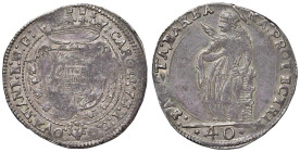Mantova - Carlo II Gonzaga (1647-1665) Da 40 Soldi - D/ CAROLVS II D G - DVX MANT ET M F, Stemma inquartato alle quattro aquile, entro cartella ornata...