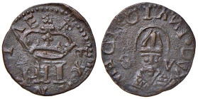Milano - Filippo II di Spagna (1556-1598) Trillina D/ REX ANGLIAE, in centro PHI e sopra corona R/ MEDIOLANI DVX, busto frontale di S. Ambrogio; ai la...