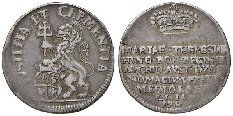 Milano - Maria Teresa (1740-1780) 20 Soldi 1741 - D/ MARIAE THERESIA HVNG BOH RE...