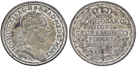 Milano - Giuseppe II d'Asburgo (1780-1790) Lira del Giuramento 1781 - D/ IOS II D G R I S A G H B R A A D MED ET MANT, testa laureata a destra con lun...
