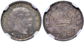 Milano - Napoleone I (1805-1814) 5 Soldi 1812 - D/ NAPOLEONE IMPERATORE E RE,  testa nuda a destra; in basso la data R/ REGNO D'ITALIA, corona ferrea ...