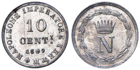 Milano - Napoleone I (1805-1814) 10 Centesimi 1809 - D/ Grande N sormontata da corona ferrea, entro corona di lauro R/ NAPOLEONE IMPERATORE E RE, nel ...