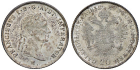 Milano - Francesco I d'Asburgo Lorena, Re del Lombardo Veneto (1815-1835) 20 Kreuzer 1832 - D/ FRANCISCVS I D G AVST IMPERATOR, testa laureata a destr...