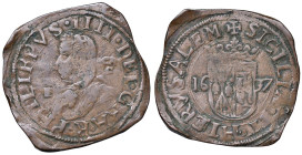 Napoli - Filippo IV (1621-1665) Grano 1637 GA/C sigla E - D/ PHILIPPVS IIII DEI GRA R, busto del re volto a sinistra, dietro sigla GA/C davanti sigla ...