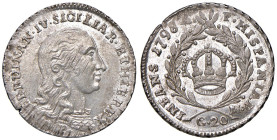 Napoli - Ferdinando IV di Borbone (1759-1816) Tarì da 20 Grana 1798 - D/ FERDINAN IV SICILIAR ET HIE REX, busto del re volto a destra; in basso P R/ P...