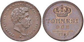 Napoli - Ferdinando II di Borbone (1830-1859) 2 Tornesi 1839 - D/ FERDINANDVS II D G REGNI VTR SIC ET HIER REX, testa nuda rivolta a destra; in basso ...