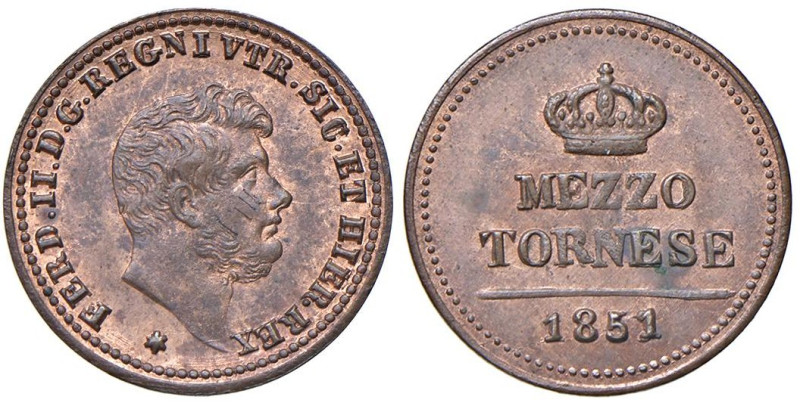 Napoli - Ferdinando II di Borbone (1830-1859) Mezzo tornese 1851 - D/ FERD II D ...