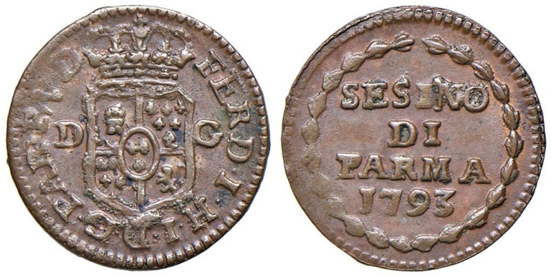Parma - Ferdinando di Borbone (1765-1802) Sesino 1793 - D/ FERD I H I D G PAR P ...