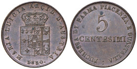 Parma - Maria Luigia (1815-1847) 5 Centesimi 1830 - D/ MARIA LUIGIA ARCID D'AUSTRIA, stemma della Duchessa sormontato da una corona Ducale; sotto la d...