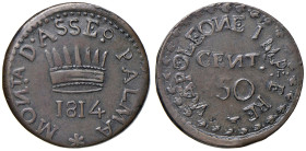Palmanova - Napoleone I (1805-1814) 50 Centesimi 1814 - D/ (lampada ad olio) ИAPOLEONE IMP E RE, Indicazione del valore (CENT • / 50) su due righe R/ ...