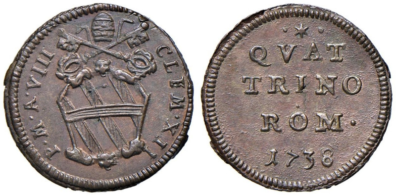 Roma - Clemente XII (1730-1740) Quattrino 1738 - D/ CLEM XII - P M A VIII, stemm...