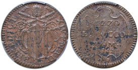 Roma - Benedetto XIV (1740-1758) Mezzo Baiocco 1742 an. II - D/ BENEDICT - XIV P M A II, stemma ovale sagomato, sormontato da chiavi con impugnatura o...