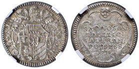 Roma - Clemente XIII (1758-1769) Grosso del possesso 1758 - D/ CLEM XIII - PON M A I, stemma semiovale e poligonale; chiavi decussate con doppio cordo...