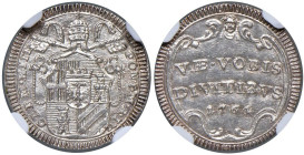 Roma - Clemente XIII (1758-1769) Mezzo Grosso 1761 an. IV - D/ CLEM XIII - PONT M A IV, stemma semiovale e poligonale sormontato da chiavi decussate c...