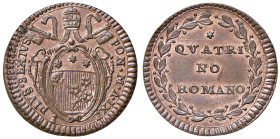 Roma - Pio VI (1775-1799) Quattrino an. IX - D/ PIVS SEXTVS - PON M A IX, steamma sormontato da chiavi decussate con doppio cordone e fiocco e da tiar...