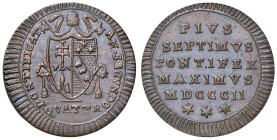 Roma - Pio VII (1800-1823) Quattrino 1802 an. II - D/ PIVS SEPTIMVS PONTIFEX MAXIMVS MDCCCII (tre stelle a sei punte poste in cinta), su sei righe R/ ...