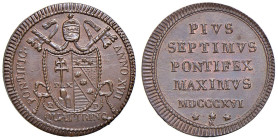 Roma - Pio VII (1800-1823) Quattrino 1816 an. XVII - D/ PIVS / SEPTIMVS / PONTIFEX / MAXIMVS / MDCCCXVI, in basso segno di zecca R/ PONTIFIC - ANNO XV...