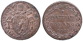 Roma - Pio VIII (1829-1830) Quattrino 1829 - D/ PIVS VIII PONT - MAX ANNO I, stemma a targa semiovale fra due rami di alloro, sormontato da chiavi dec...