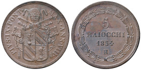 Roma - Pio IX (1846-1870) 5 Baiocchi 1854 an. VIII - D/ PIVS IX PONT - MAX ANN VIII, stemma sormontato da chiavi decussate con cordone intrecciato e f...