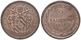 Roma - Pio IX (1846-1870) 2 Baiocchi 1851 an. VI - D/ PIVS IX PON - MAX ANN VI, stemma sormontato da chiavi decussate con cordone intrecciato e fiocco...