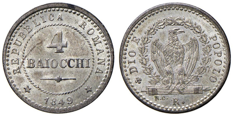 Roma - Seconda Repubblica Romana (1848-1849) 4 Baiocchi 1849 - D/ REPUBBLICA ROM...