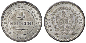 Roma - Seconda Repubblica Romana (1848-1849) 4 Baiocchi 1849 - D/ REPUBBLICA ROMANA, nel centro 4 / BAIOCCHI su due righe, sotto fregio; in basso 1849...