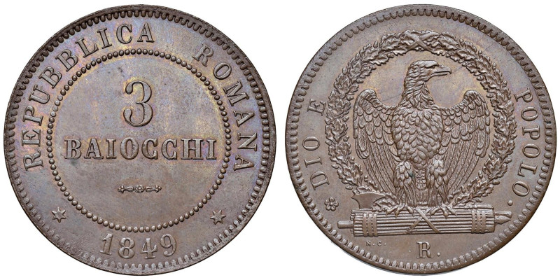 Roma - Seconda Repubblica Romana (1848-1849) 3 Baiocchi 1849 - D/ REPUBBLICA ROM...