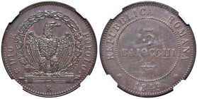 Roma - Seconda Repubblica Romana (1848-1849) 3 Baiocchi 1849 - D/ REPUBBLICA ROMANA, nel centro 3 / BAIOCCHI "piatto" su due righe, sotto fregio; in b...