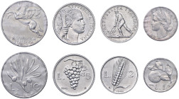 Repubblica Italiana (dal 1946) Serie di quattro valori da 10, 5, 2 e una Lira 1946 - Gig. 229, 277, 324 e 361 It R • Il 10 lire e 1 lira sono sigillat...